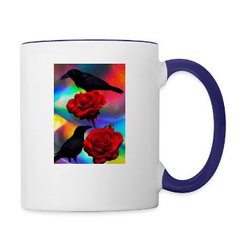 Ravens & Roses - Contrast Coffee Mug - white/cobalt blue - Right