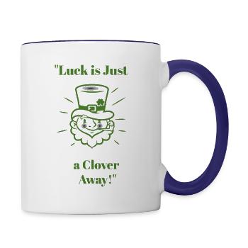 Luck isJust a Clover Away - Contrast Coffee Mug - white/cobalt blue - Right