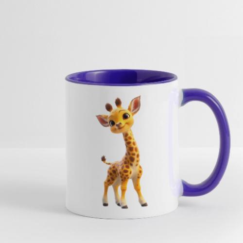 Adorable 3D Baby Giraffe with Big Eyes - Contrast Coffee Mug