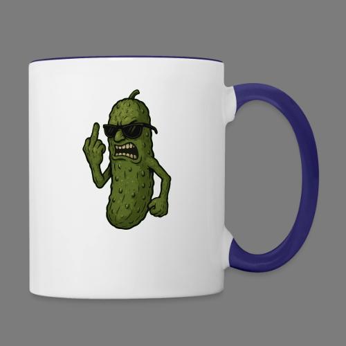 Angry Pickle Flipping the Bird - Contrast Coffee Mug