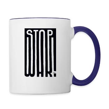 STOP WAR - Contrast Coffee Mug - white/cobalt blue - Right