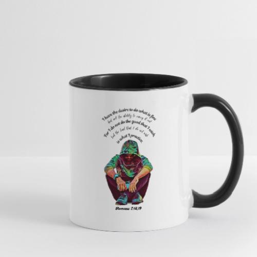 Hooded Man Color Pencil Sketch Drawing Scripture - Contrast Coffee Mug