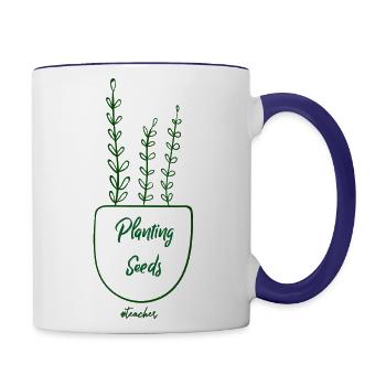 planting seeds - Contrast Coffee Mug - white/cobalt blue - Right