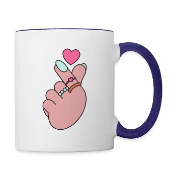 T shirt Love Hands Express Your Love through Style - Contrast Coffee Mug - white/cobalt blue - Right