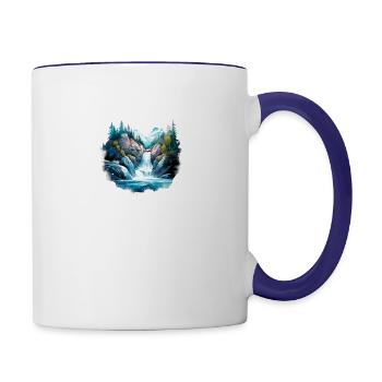 Water paint waterfall Logo - Contrast Coffee Mug - white/cobalt blue - Right