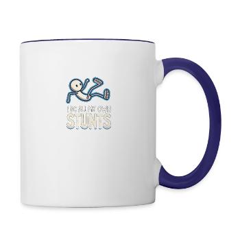 Funny stuntman parkour quote stunts kids - Contrast Coffee Mug - white/cobalt blue - Right