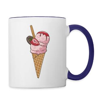 Ice Cream Cone, ice cream, cone - Contrast Coffee Mug - white/cobalt blue - Right