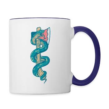 Snake on The Ax - Contrast Coffee Mug - white/cobalt blue - Right