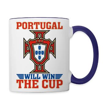 Portugal will WIN the cup - Contrast Coffee Mug - white/cobalt blue - Right