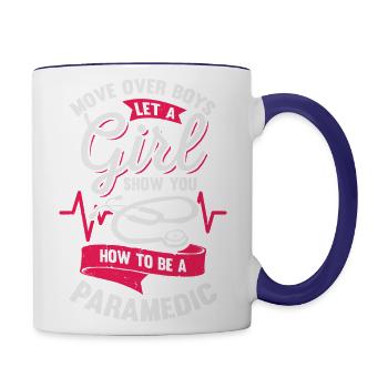 Female Paramedic Gift - Contrast Coffee Mug - white/cobalt blue - Right