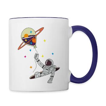 Spaceman Astronaut - Contrast Coffee Mug - white/cobalt blue - Right