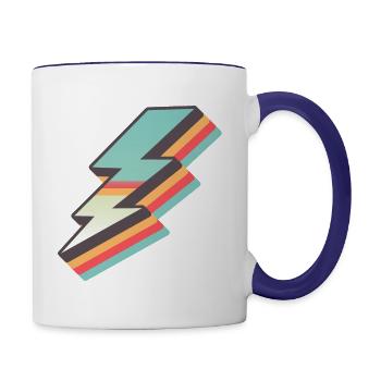 retro vintage lightning bolt - Contrast Coffee Mug - white/cobalt blue - Right