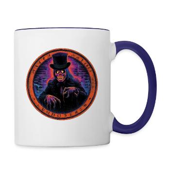 Mortimer Nightshade – Haunted Host Emblem Tee - Contrast Coffee Mug - white/cobalt blue - Right