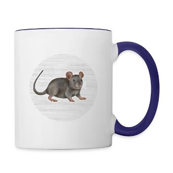Rat Watercolor Drawing - Contrast Coffee Mug - white/cobalt blue - Right