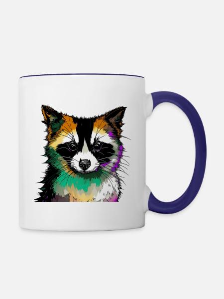 Raccoon #2 future ink - Contrast Coffee Mug - white/cobalt blue