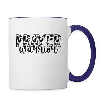 Prayer Warrior, christian, church, faith, prayer - Contrast Coffee Mug - white/cobalt blue - Right