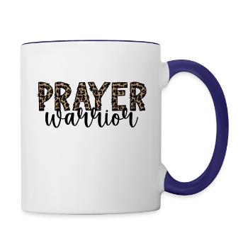 Prayer Warrior, christian, church, faith, prayer - Contrast Coffee Mug - white/cobalt blue - Right