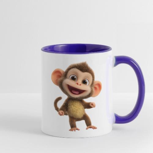 Happy Baby Monkey Standing - Contrast Coffee Mug