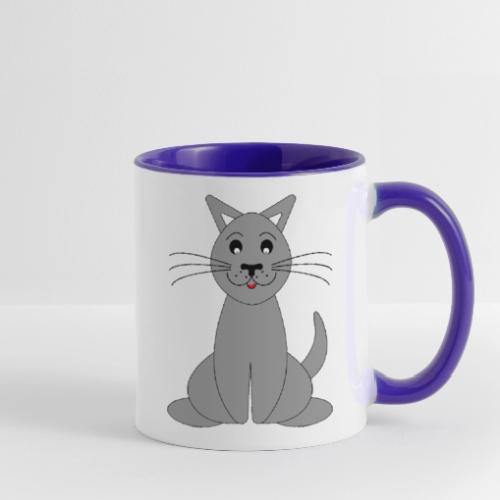 Cute Grey Cat Mug - Whimsical Kitty Coffee Cup - Contrast Coffee Mug
