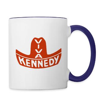 Viva Kennedy Retro JFK Vintage Political Campaign - Contrast Coffee Mug - white/cobalt blue - Right