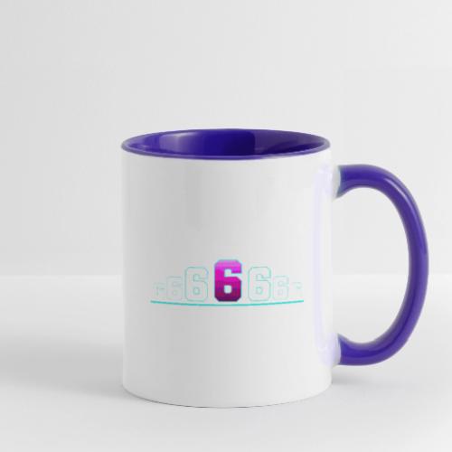 Number 6 in Magenta: Varsity Font - Contrast Coffee Mug