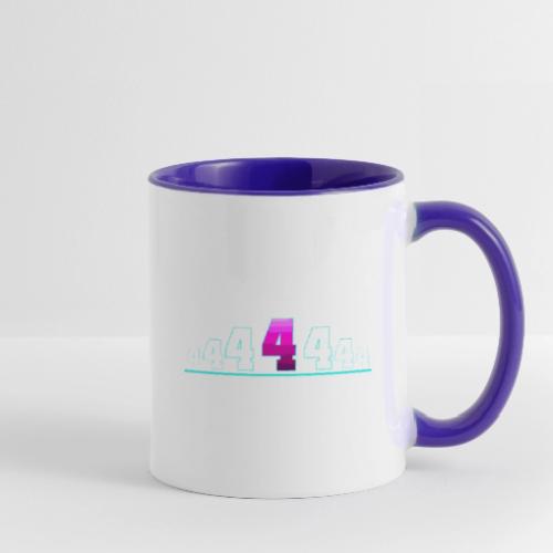 Number 4 in Magenta: Varsity Font - Contrast Coffee Mug