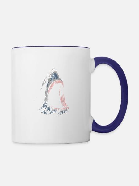 Huntington Beach California Shark Water Breach - Contrast Coffee Mug - white/cobalt blue