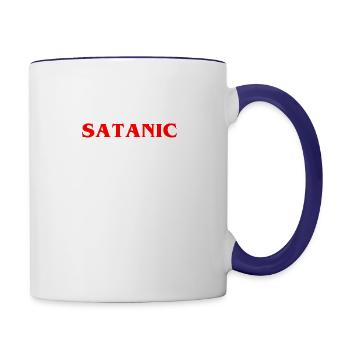 Government is a Satanic cult - Contrast Coffee Mug - white/cobalt blue - Right