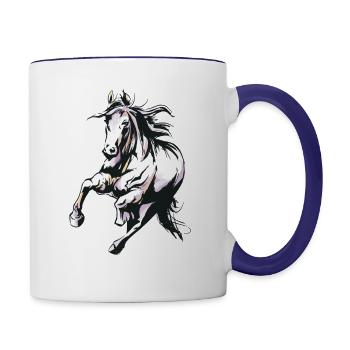 Horse Watercolor Equestrian - Contrast Coffee Mug - white/cobalt blue - Right