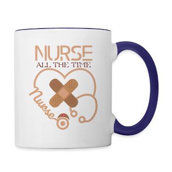 Nurse Shirt, New Nurse, Nurse Gift, Nurse Graduate - Contrast Coffee Mug - white/cobalt blue - Right