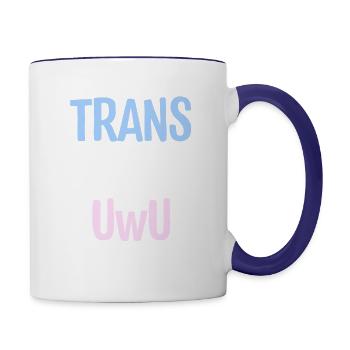 Trans Rights Uwu - Contrast Coffee Mug - white/cobalt blue - Right