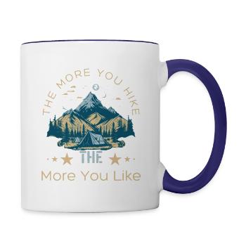 Plus vous randonnez, plus vous aimez - Tasse bicolore - blanc/bleu cobalt - Droite