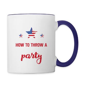 American sure knows birthday party 4th of July Tee - Contrast Coffee Mug - white/cobalt blue - Right