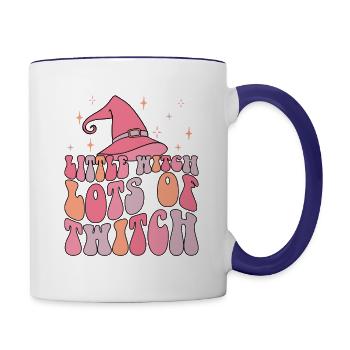 little witch lots of twitch - Contrast Coffee Mug - white/cobalt blue - Right