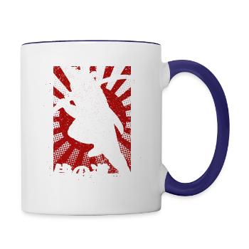 Samurai Stamp Japanese Art Warrior - Contrast Coffee Mug - white/cobalt blue - Right