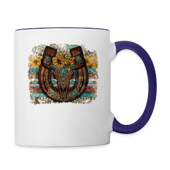 Horseshoe Sunflower - Contrast Coffee Mug - white/cobalt blue - Right