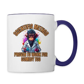 Scientific Method: Proven to work for comedy too. - Contrast Coffee Mug - white/cobalt blue - Right