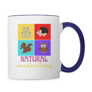 Natural woodland animals - Contrast Coffee Mug - white/cobalt blue - Right