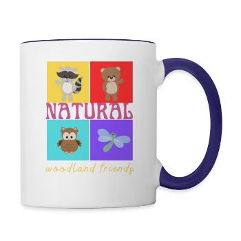 Natural woodland friends - Contrast Coffee Mug - white/cobalt blue - Right