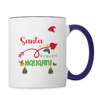 Dear Santa Naughty Ones Funny Nice Christmas - Contrast Coffee Mug - white/cobalt blue - Right