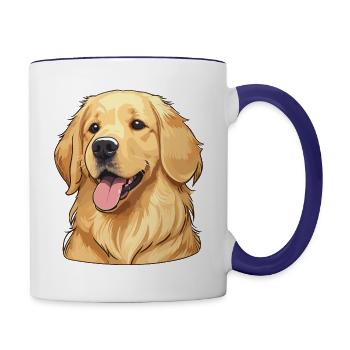 Golden Retriever Dog - Contrast Coffee Mug - white/cobalt blue - Right