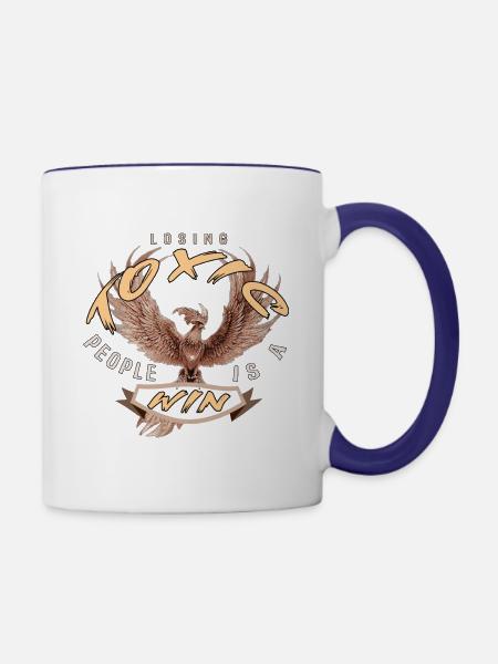 losing toxic people is a win - Contrast Coffee Mug - white/cobalt blue