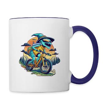 Funny Alien Face Halloween Costume - Contrast Coffee Mug - white/cobalt blue - Right