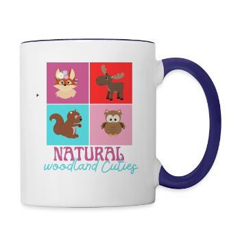 Natural woodland cuties - Contrast Coffee Mug - white/cobalt blue - Right