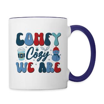 Comfy Cozy We Are Cozy and warm hoodies and shirts - Contrast Coffee Mug - white/cobalt blue - Right