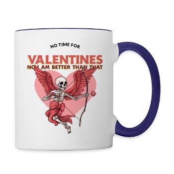 anti valentine no time for valentine - Contrast Coffee Mug - white/cobalt blue - Right