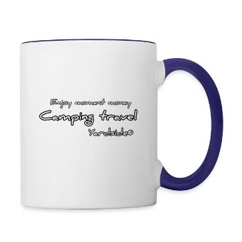 Enjoy moment money Camping travel Yardside font - Contrast Coffee Mug - white/cobalt blue - Right