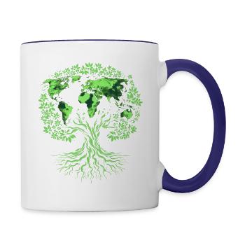 Earth Day World Map Tree Pro Environment Plant - Contrast Coffee Mug - white/cobalt blue - Right