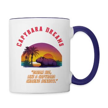 Capybara Dreams T shirt - Contrast Coffee Mug - white/cobalt blue - Right