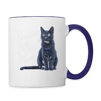 Russian Blue Mom - Contrast Coffee Mug - white/cobalt blue - Right